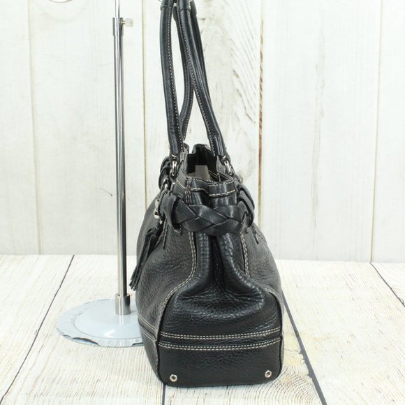 Coach Hamptons Black Pebbled Leather Braided Belt Purse Shoulder Handbag - Picture 6 of 12